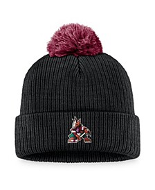 Men's Branded Black Arizona Coyotes Team Cuffed Knit Hat With Pom