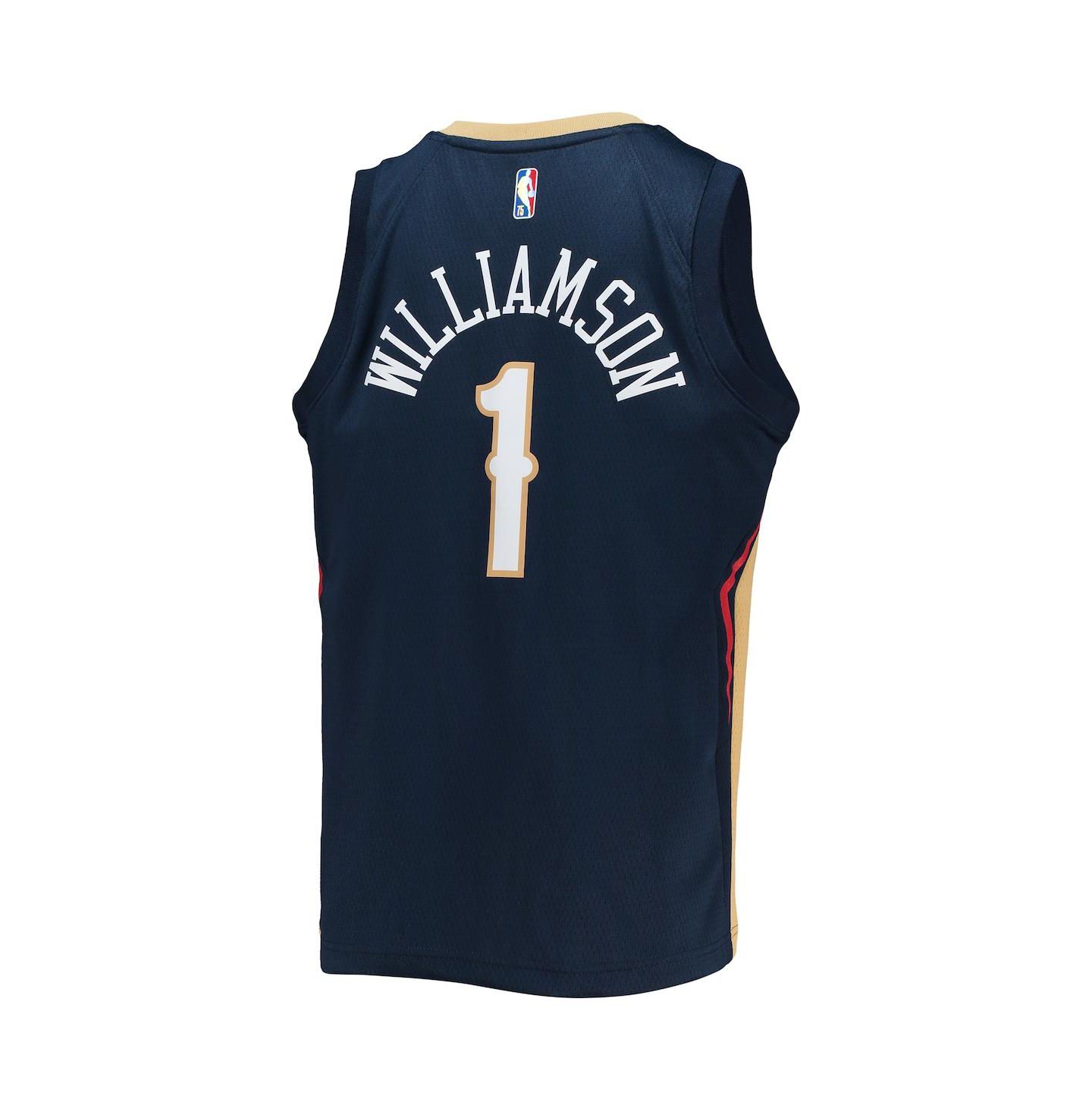 Топ Nike Zion Williamson Navy New Orleans Pelicans 2021/22 Diamond Swingman Jersey - Icon Edition для мальчиков — фото 4
