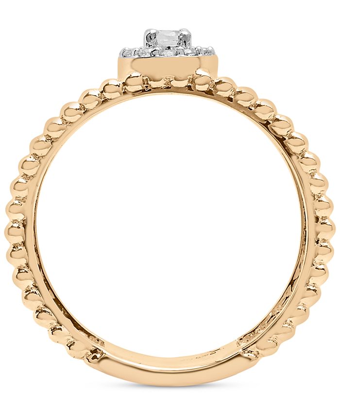 Wrapped - Diamond Halo Double Band Beaded Ring (1/6 ct. t.w.) in 14k Gold