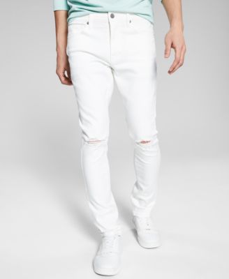 And Now This - Men's Perry White Ripped Skinny Jeans