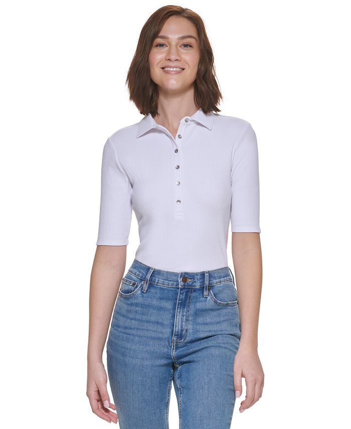 Calvin Klein Jeans Ribbed ElbowSleeve Bodysuit Macy's