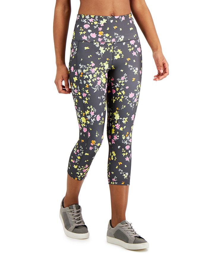 ID Ideology Petite Floral-Print Cropped Leggings, Created for Macy's ...