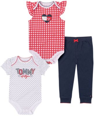 Baby Girls Signature Bodysuits and Joggers, 3 Piece Set