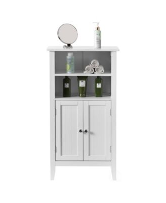  Bathroom Storage Cabinet with 2 Doors and 2 Open Shelves for Bedroom, Bathroom, and Vanity
