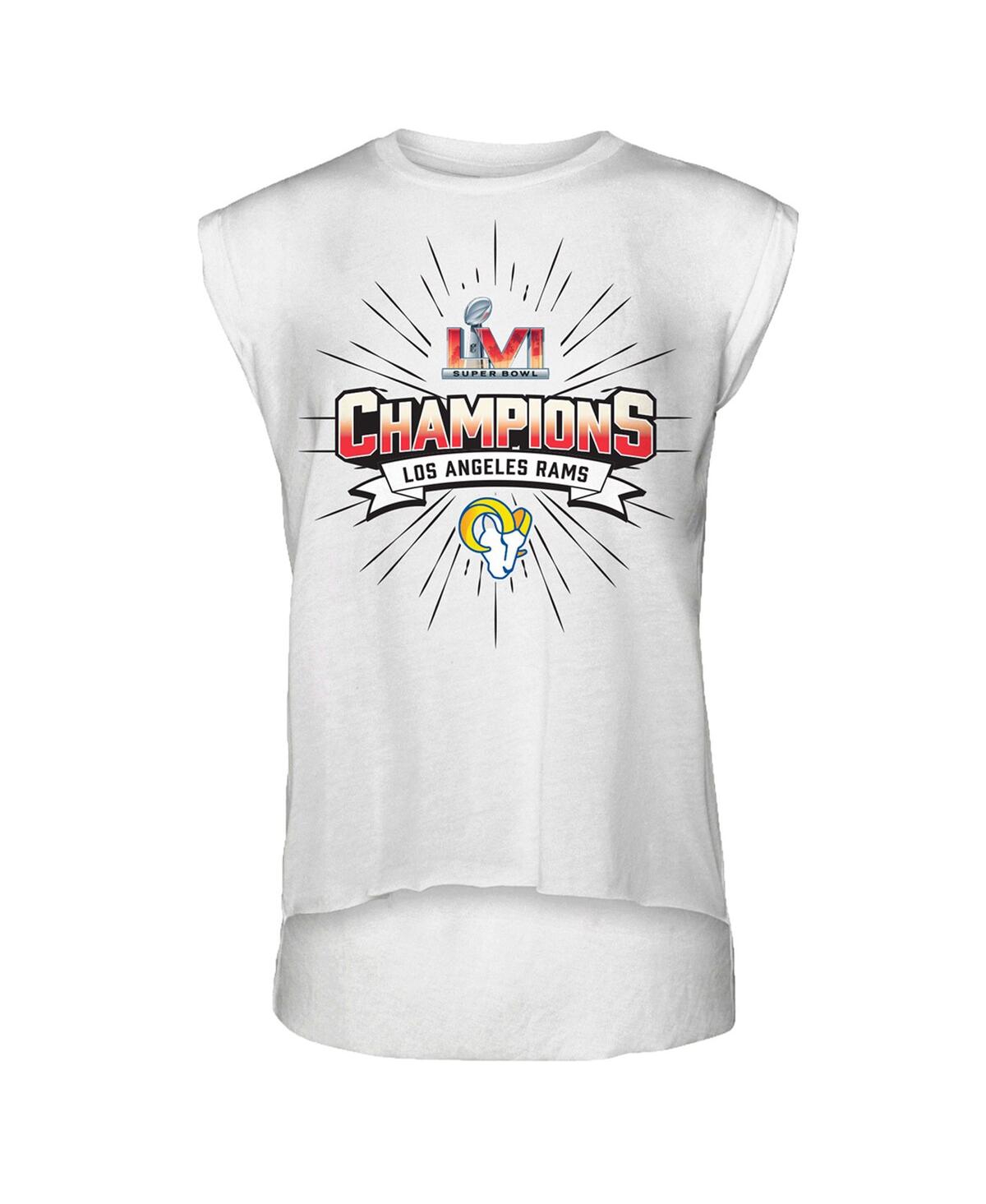Women's Wear by Erin AndrewsLos Angeles Rams Super Bowl Lvi Champions Burst Muscle Sleeveless T-shirt - White