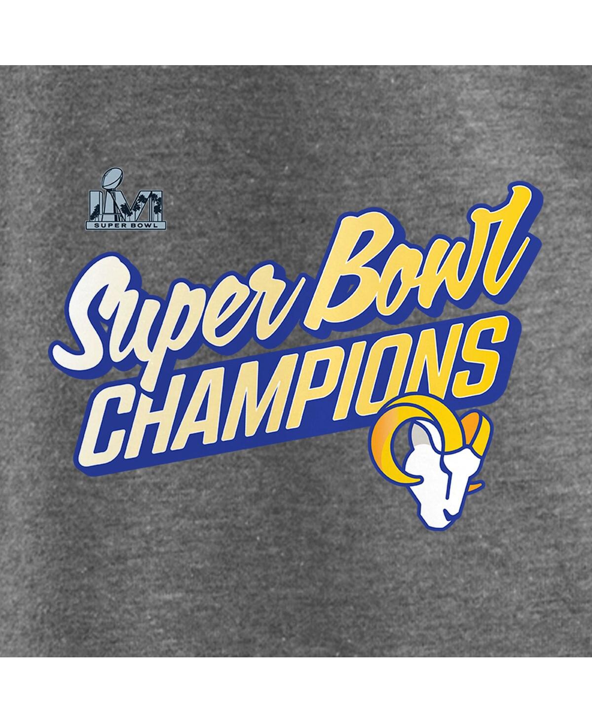 Women's Fanatics Heather Gray Los Angeles Rams Super Bowl Lvi Champions Paint Script Scoop Neck T-shirt