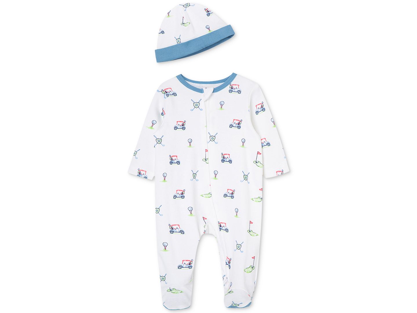 Комбинезоны Little Me Golf Club Coverall with Hat, 2 Piece Set для мальчиков-малышей, цвет: Белый с принтом — фото 1