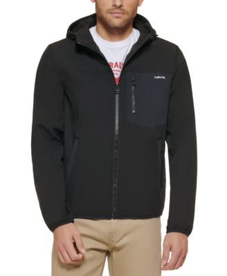 levi's faux leather hooded jacket