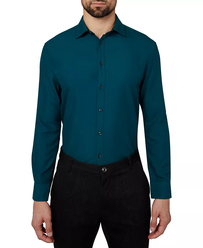 Men's Regular Fit Solid Wrinkle Free Performance Dress Shirt - thumbnail 7