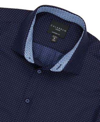 Men's Regular Fit Dot Print Wrinkle Free Performance Dress Shirt