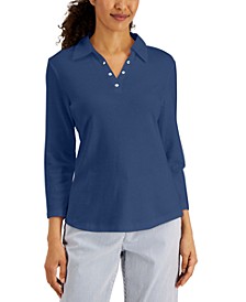 Women's Studded Johnny-Collar Top, Created for Macy's