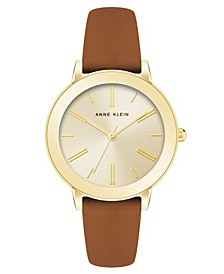 Women's Watch in Brown Vegan Leather with Gold-Tone Lugs, 36mm