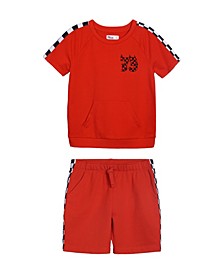 Little Boys Shorts Sleeve Sweatshirt and Shorts, 2 Piece Set