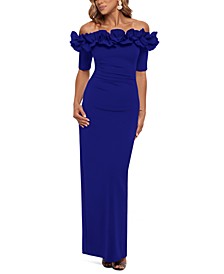 Ruffled Off-the-Shoulder Gown