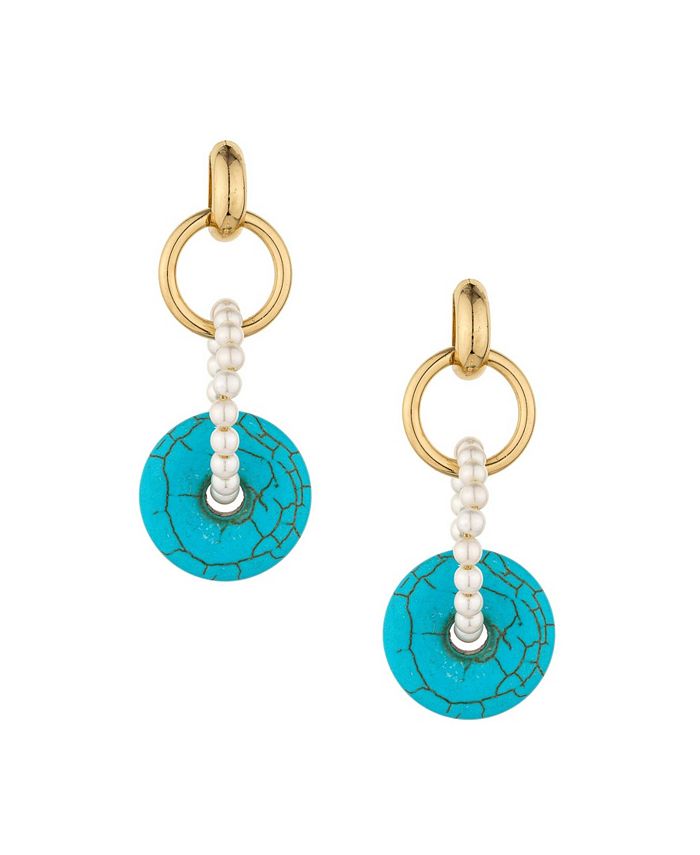 ETTIKA Imitation Pearl and Turquoise Donut Drop Earrings Macy s