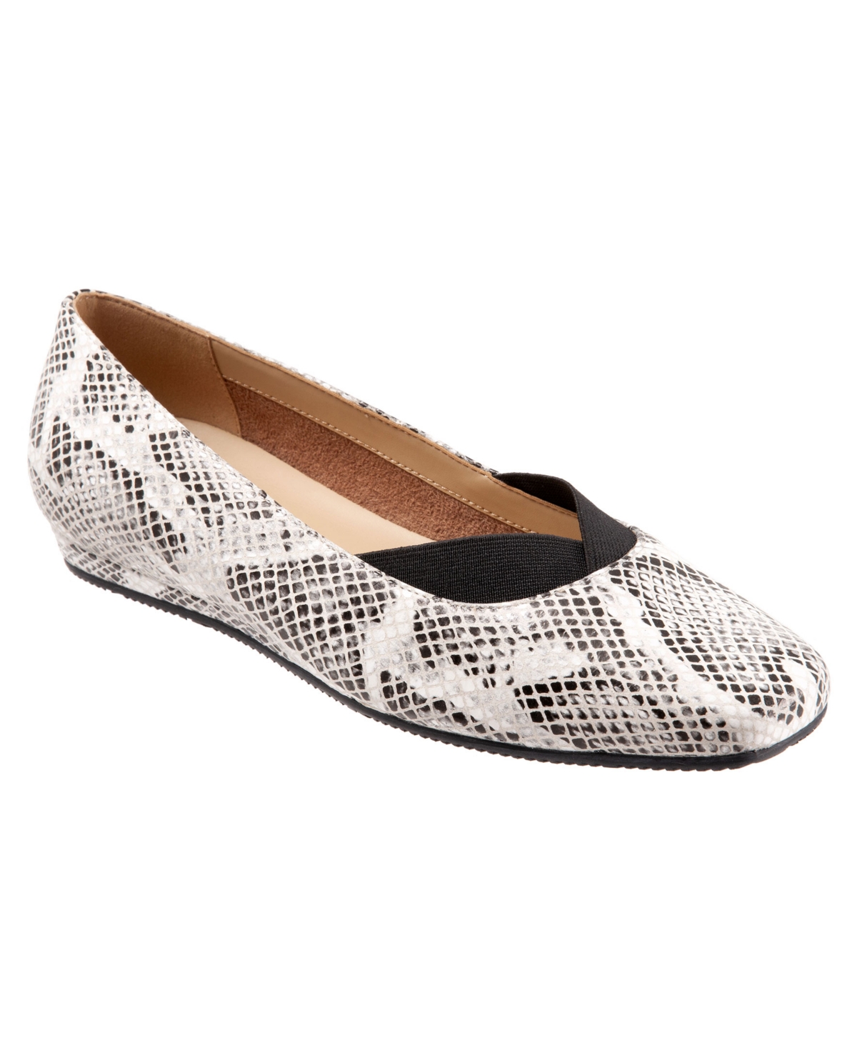 Softwalk Vianna Flat In Black White Snake