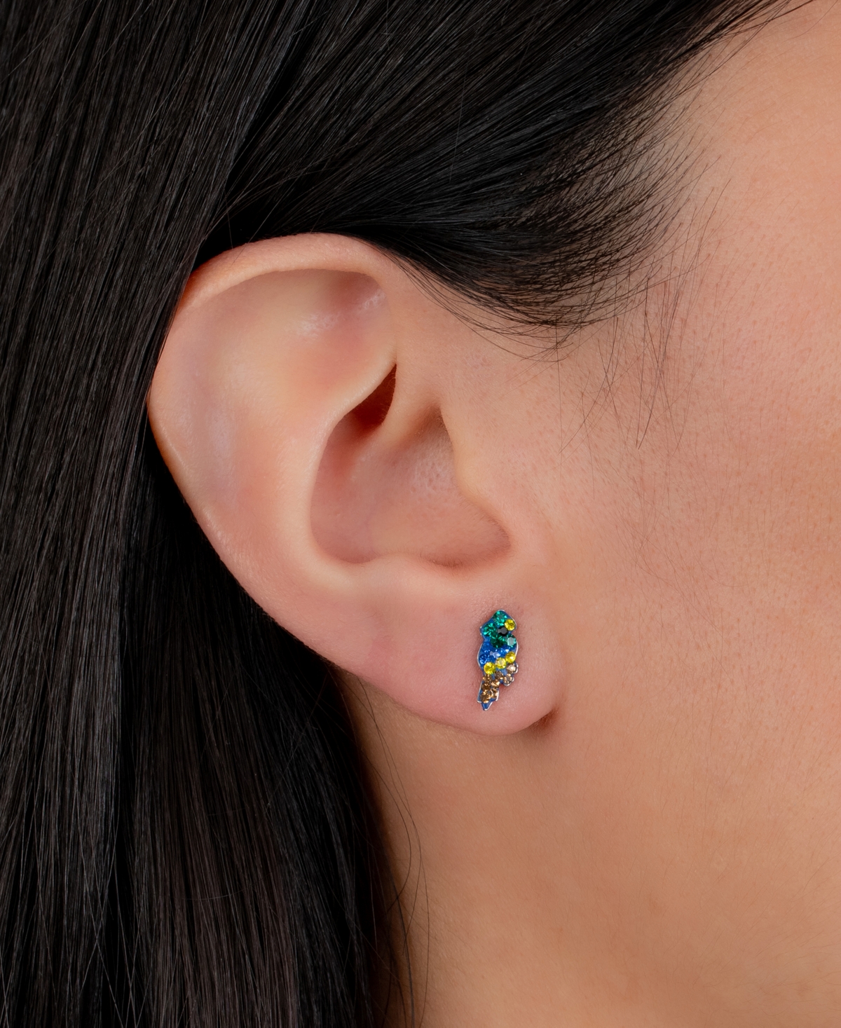Giani Bernini Multicolor Crystal Parrot Stud Earrings in Sterling Silver, Created for Macy's