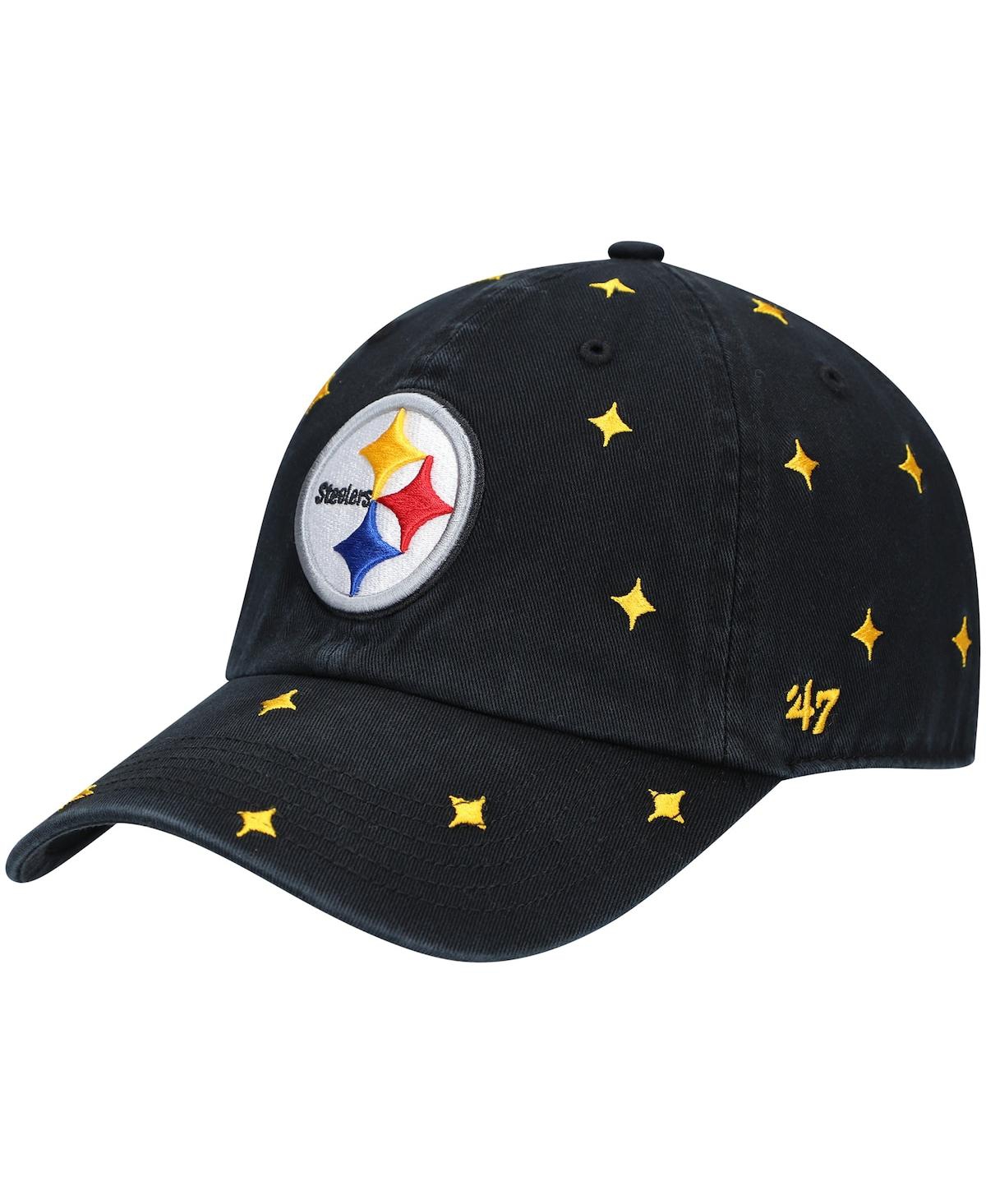 47 Brand Women's '47 Black, Gold Pittsburgh Steelers Confetti Clean Up Adjustable Hat In Black,gold