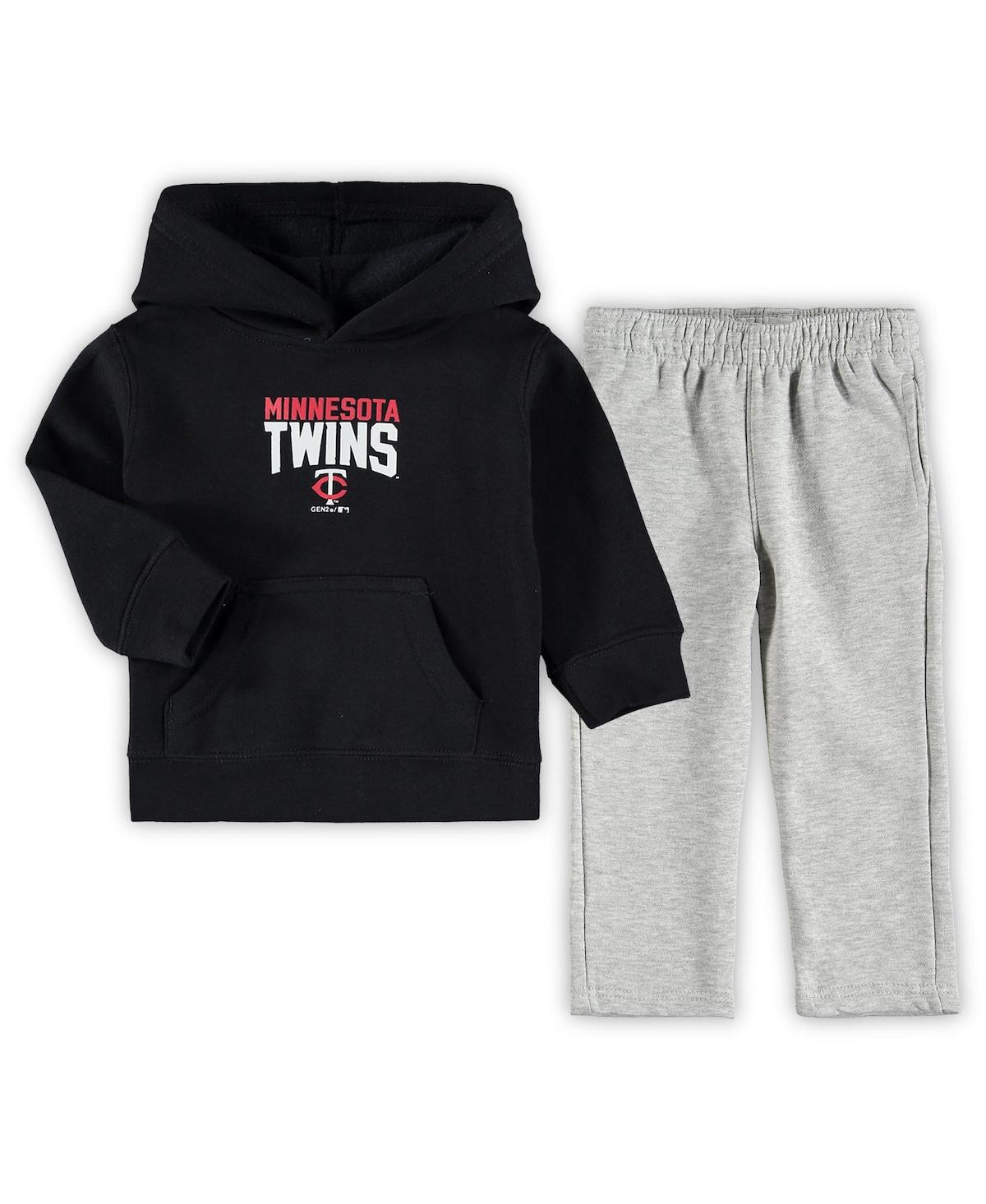 Shop Outerstuff Infant Navy, Heathered Gray Minnesota Twins Fan Flare Fleece Hoodie And Pants Set In Navy,heathered Gray