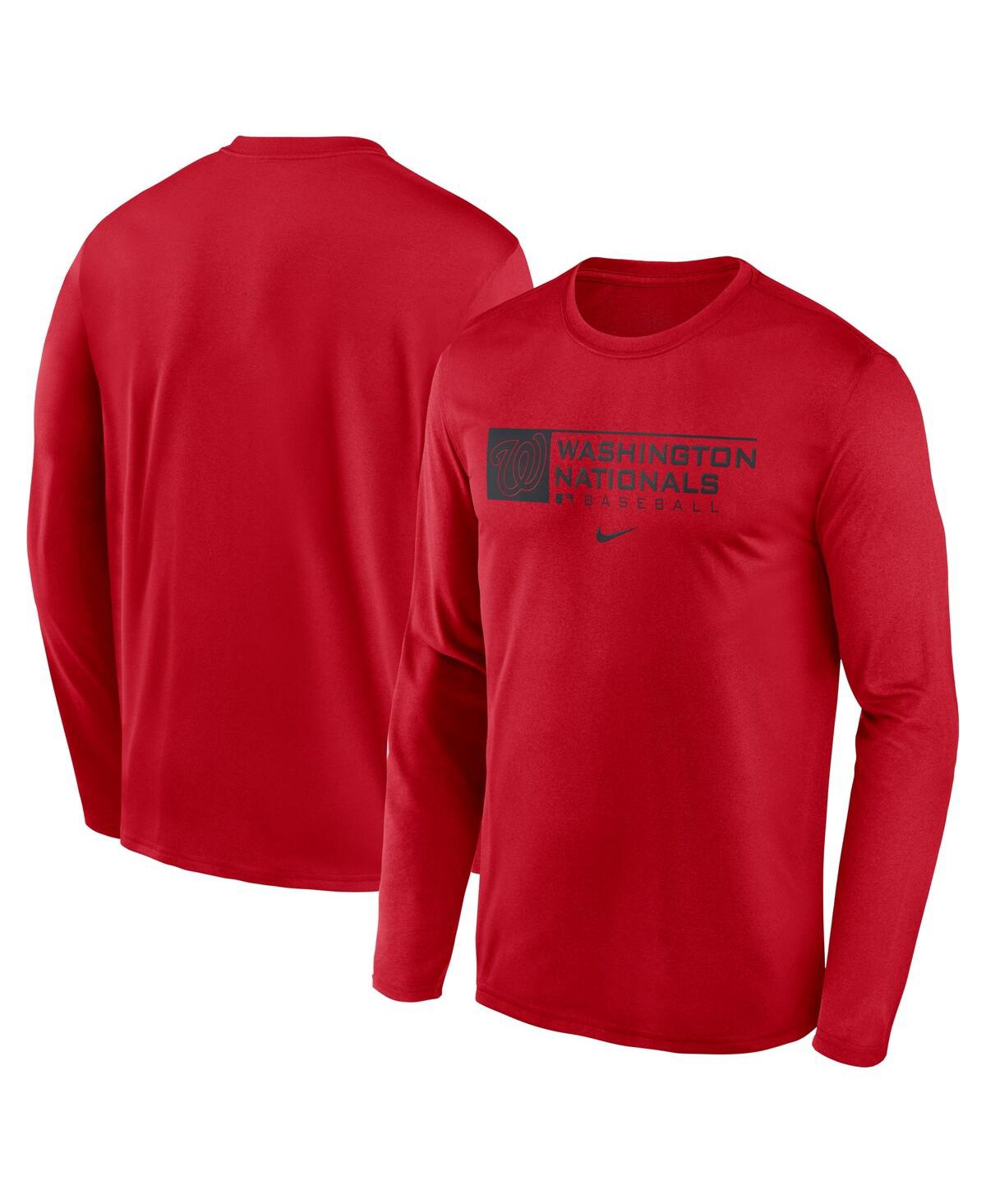 Men's Nike Red Washington Nationals Authentic Collection Performance Long Sleeve T-shirt