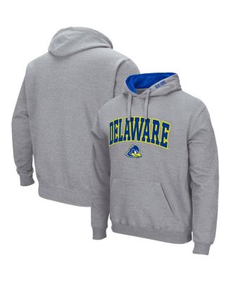 Men's Heathered Gray Delaware Fightin' Blue Hens Arch and Logo 3.0 Pullover Hoodie