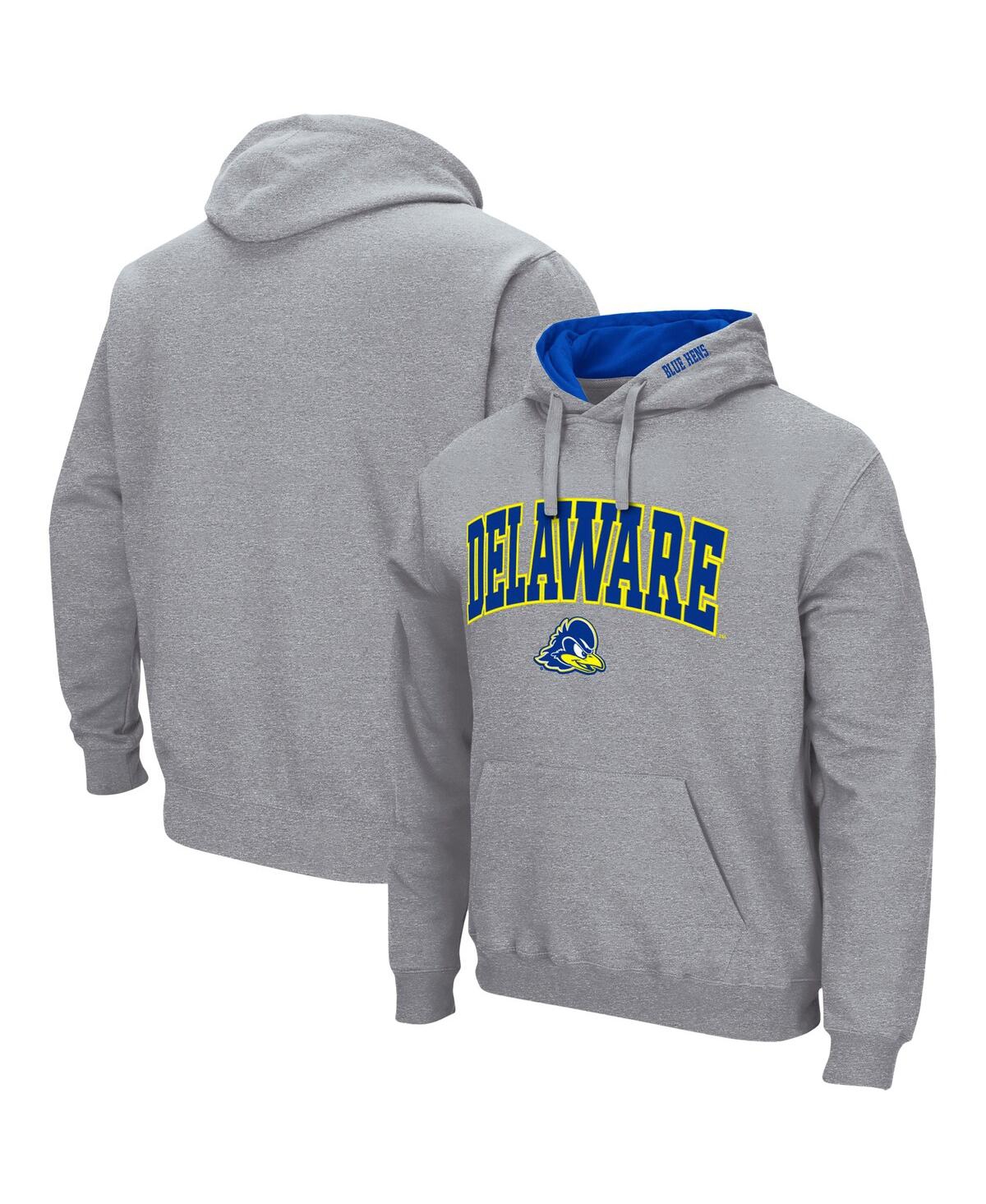 Colosseum Men's  Heathered Gray Delaware Fightin' Blue Hens Arch And Logo 3.0 Pullover Hoodie In Heathered Gray