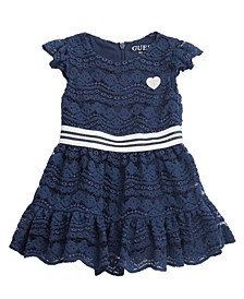 Baby Girls Lace Ruffled Dress with Heart Logo Patch