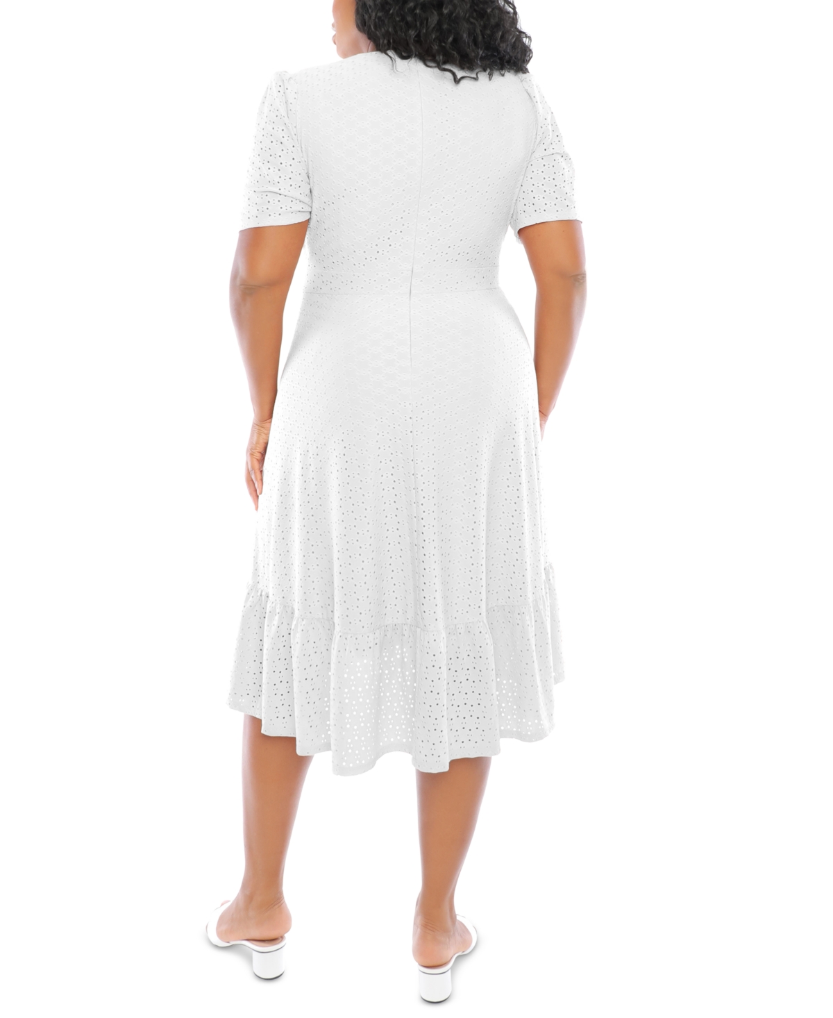 London Times Plus Size Eyelet Wrap Dress