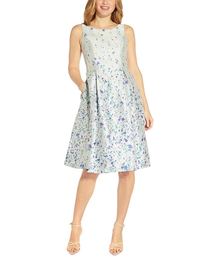 Adrianna Papell Floral Jacquard Fit & Flare Dress - Macy's