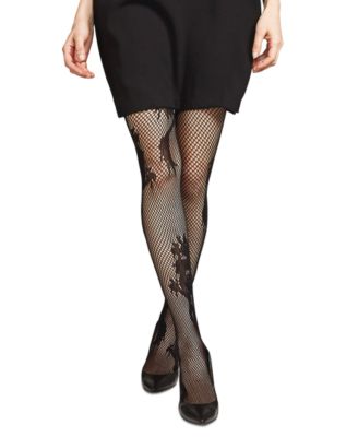 Women's Dragon Toss Patterned Net Tights