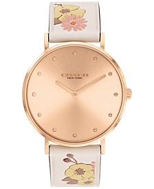 Women's Perry Chalk Floral Leather Strap Watch 36mm
