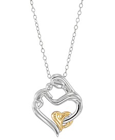 Mother & Child Pendant Necklace in Sterling Silver & 14k Gold-Plate, 16" + 2" extender, Created for Macy's