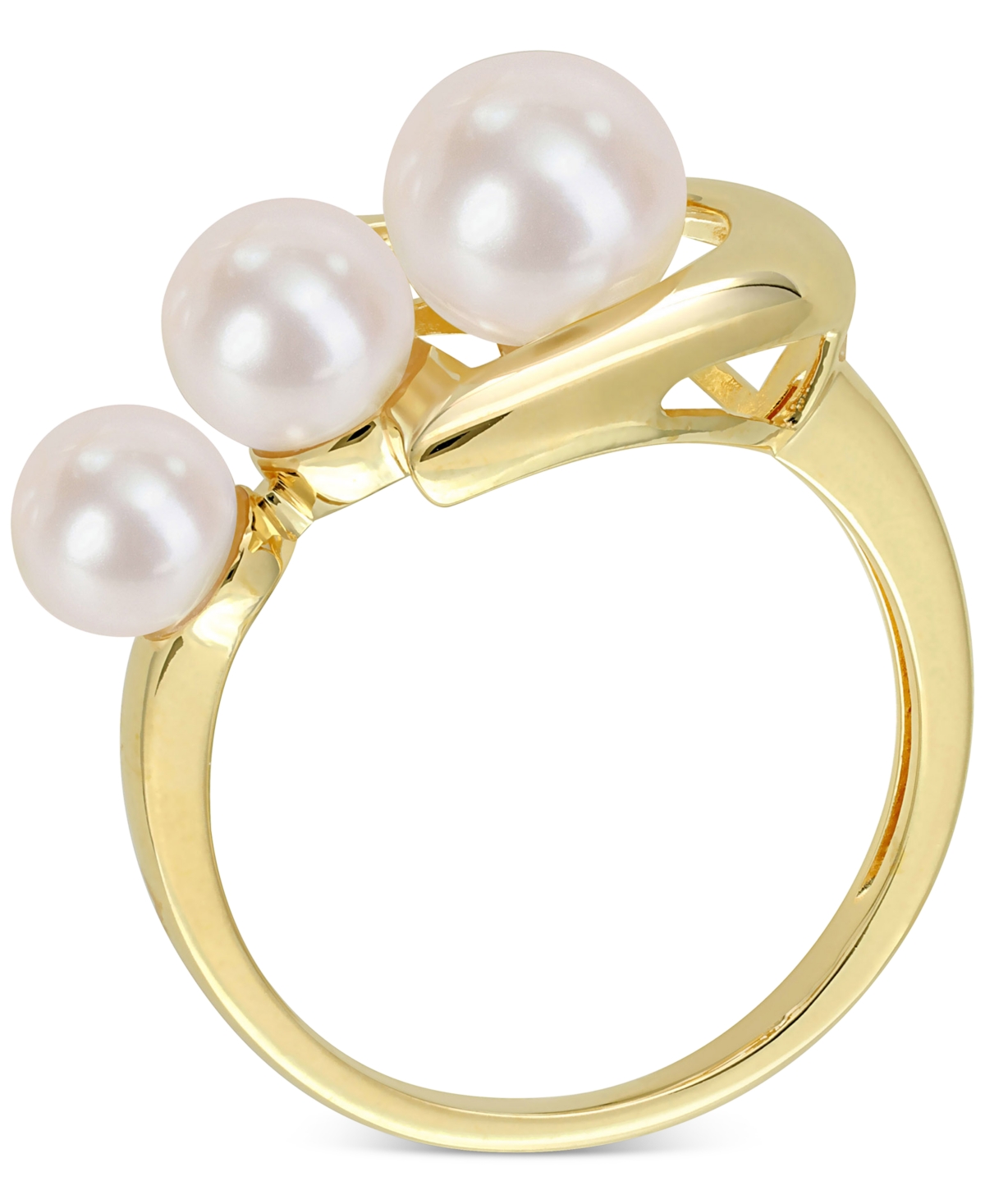 Cultured Freshwater Pearl (5 - 7-1/2mm) Heart Ring in Gold-Tone Plated Sterling Silver