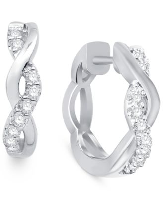 Diamond Twist Hoop Earrings (1/5 ct. t.w.) in 14k White Gold