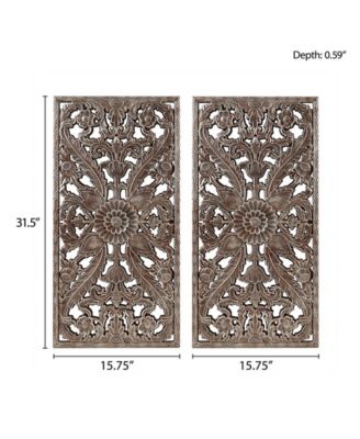 Botanical Panel Carved Wall Set, 2 Piece
