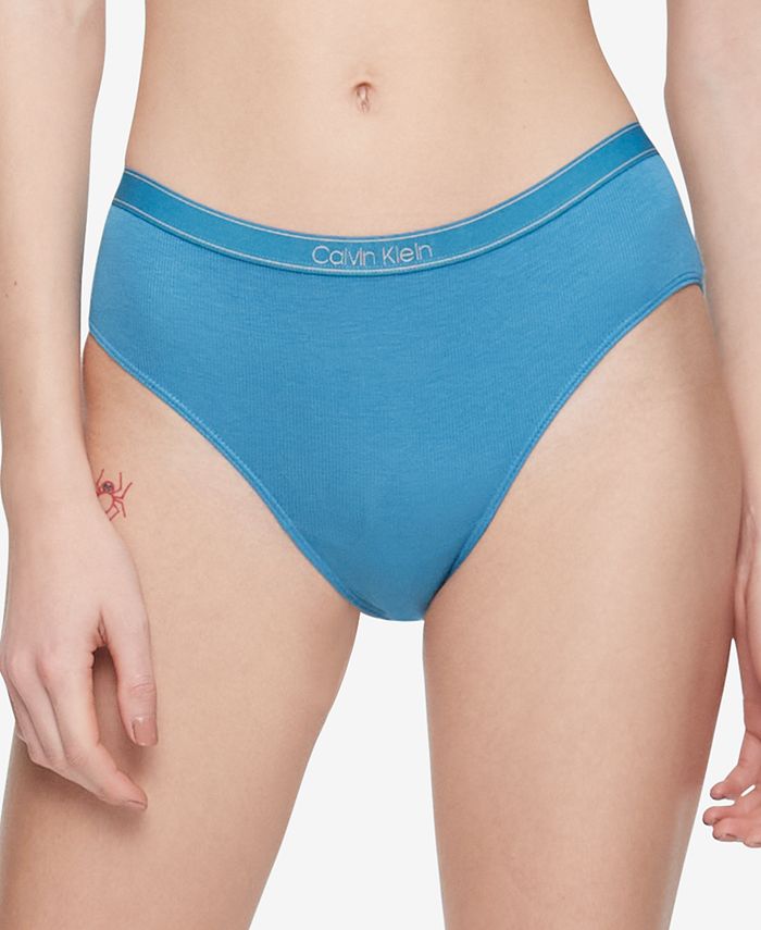 Calvin Klein Ribbed Thong in Blue
