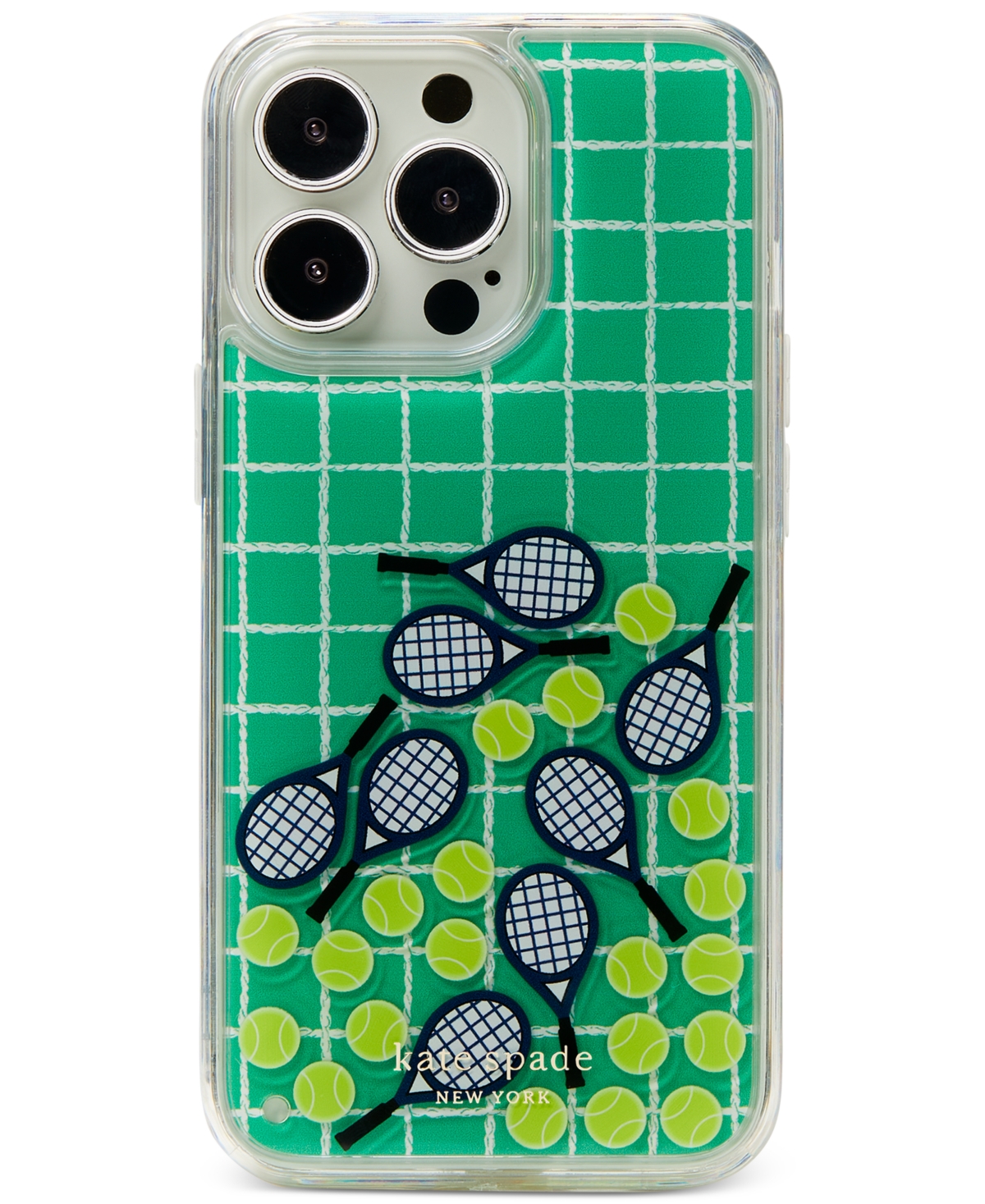 KATE SPADE COURTSIDE LIQUID FLOATING TENNIS BALL CONFETTI IPHONE 13 PRO CASE