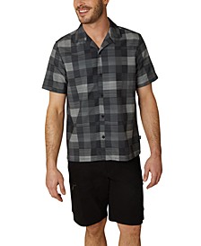 Men's Warwick Regular-Fit Stretch Stripe Check-Print Camp Shirt