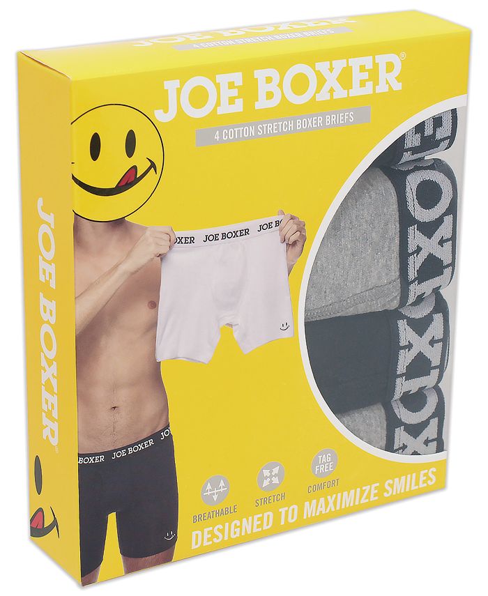Joe Boxer Men's Fun Stretch Boxer Briefs, 4 Piece Set - Macy's