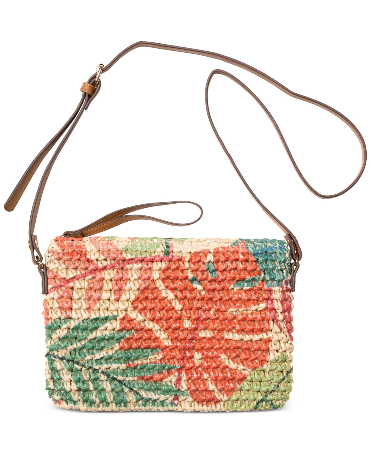 Inc International Concepts Straw Crossbody, Created For Macy's In Natural Tropical