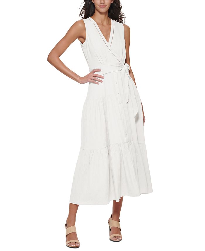 Calvin Klein Women's Tiered Surplice Maxi Dress - Macy's