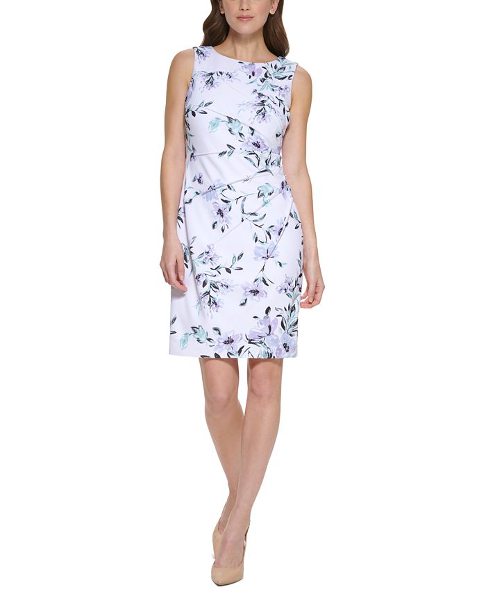 Calvin Klein Petite Printed Flutter-Sleeve Pleated Dress Reviews Dresses  Petites Macy's 