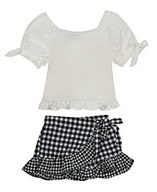 Baby Girls Knit Smocked Top with Gingham Shorts Set, 2 Piece