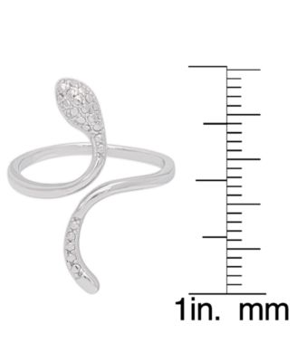 Diamond Accent Snake Ring in Fine Silver Plate