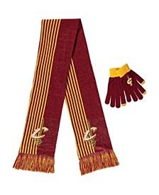 Women's Wine Cleveland Cavaliers Gloves and Scarf Set