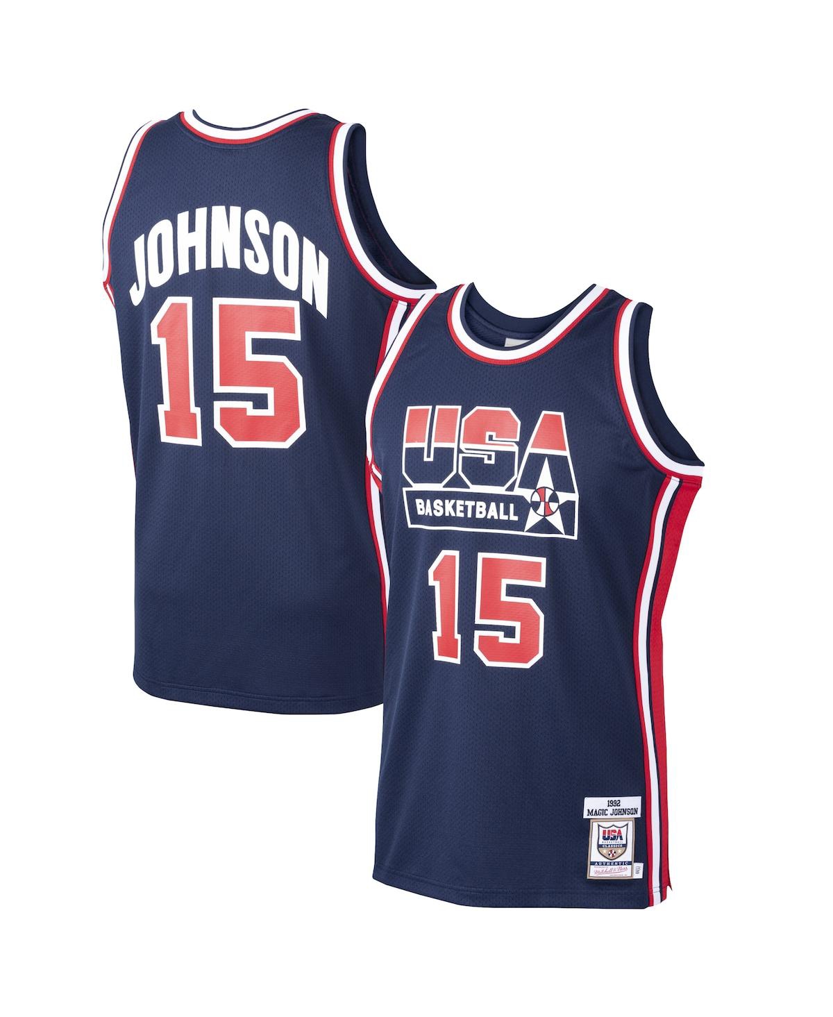 Men's Mitchell & Ness Magic Johnson Navy Usa Basketball Home 1992 Dream Team Authentic Jersey - Navy