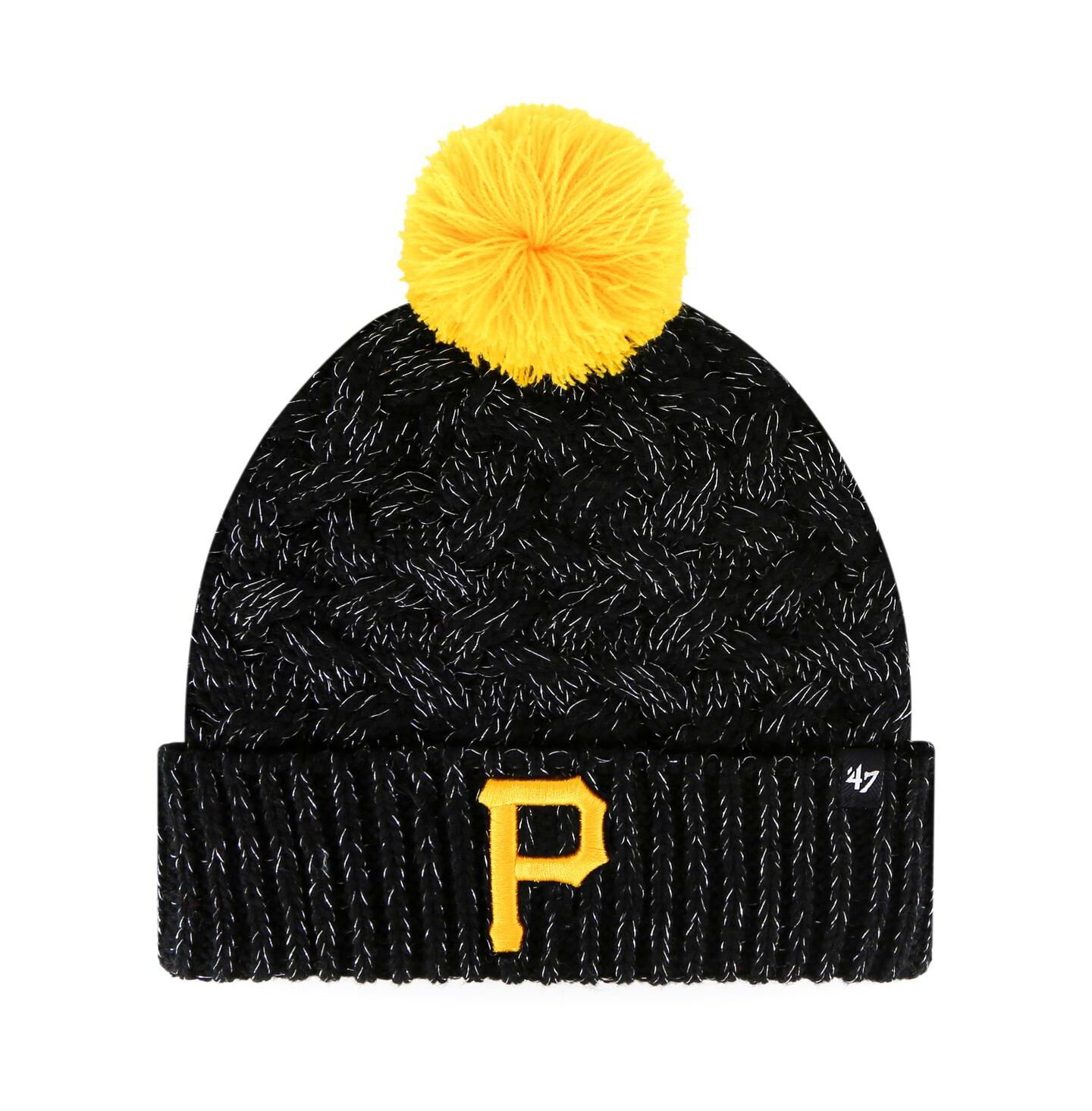 Женский головной убор '47 Brand Black Pittsburgh Pirates Knit Cuffed Hat with Pom — фото 1