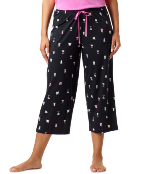 Женские Hue Women's Sleepwell Printed Knit Capri Pajama Pant Made with Temperature Regulating Technology
