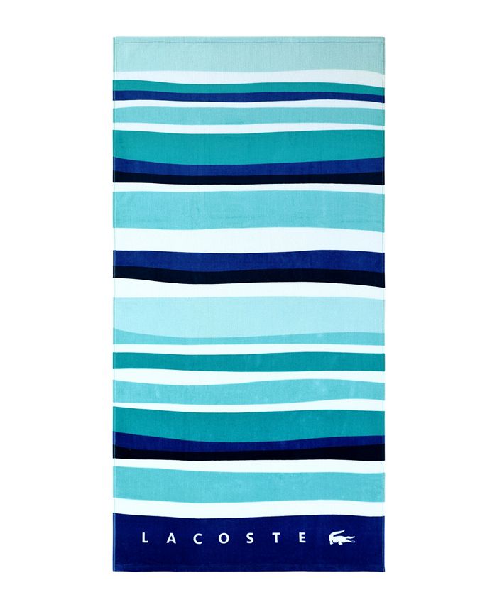 LACOSTE Cocktail Cotton Stripe Logo-Print Beach Towel 