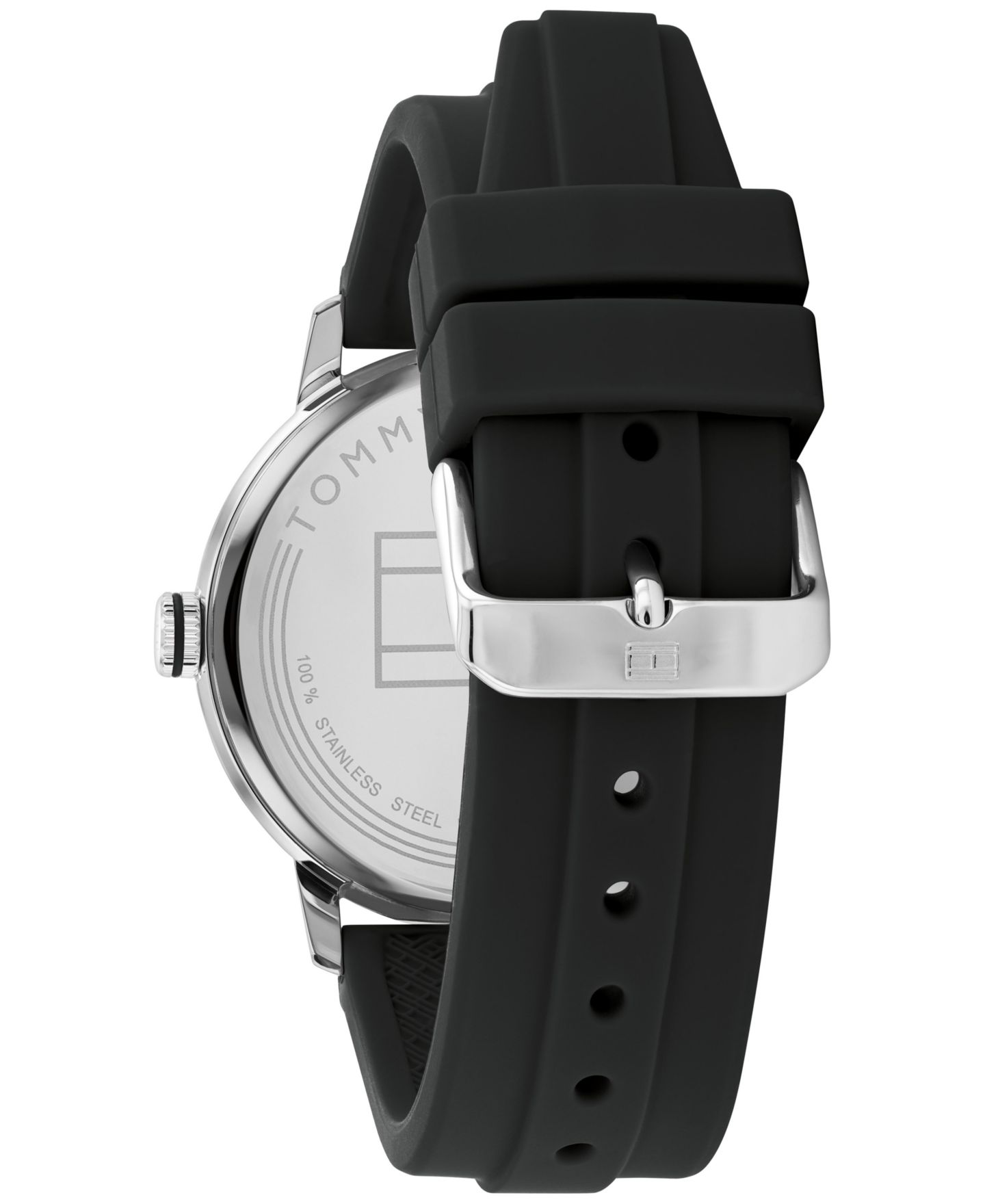 Мужские часы Tommy Hilfiger Black Silicone Strap Watch 46mm — фото 3